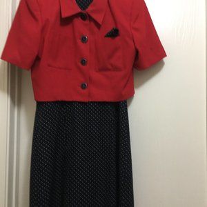 Polka dot with red jacket dress for Memorial Day.